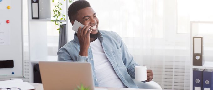 Businessman, freelancer working from home office